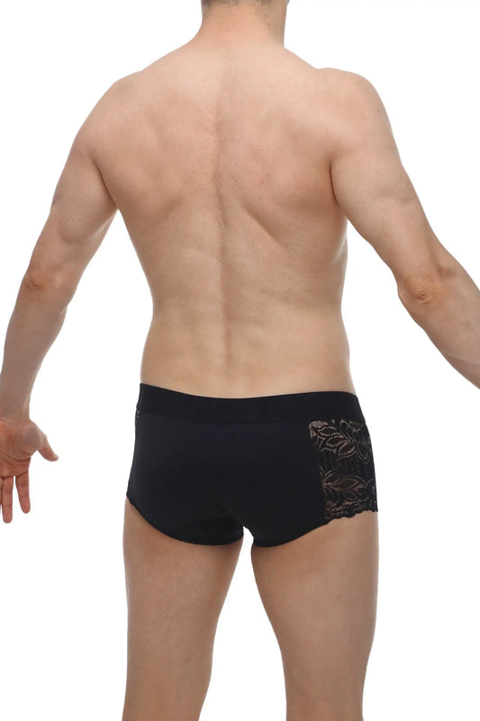 Black briefs petitq boxer lace giers with delicate lace detailing on the side for elegant comfort