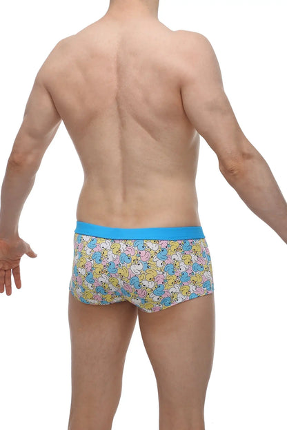 PetitQ boxer Meljac duckies blue-trimmed men’s briefs with pastel cartoon duck pattern for comfortable daily wear