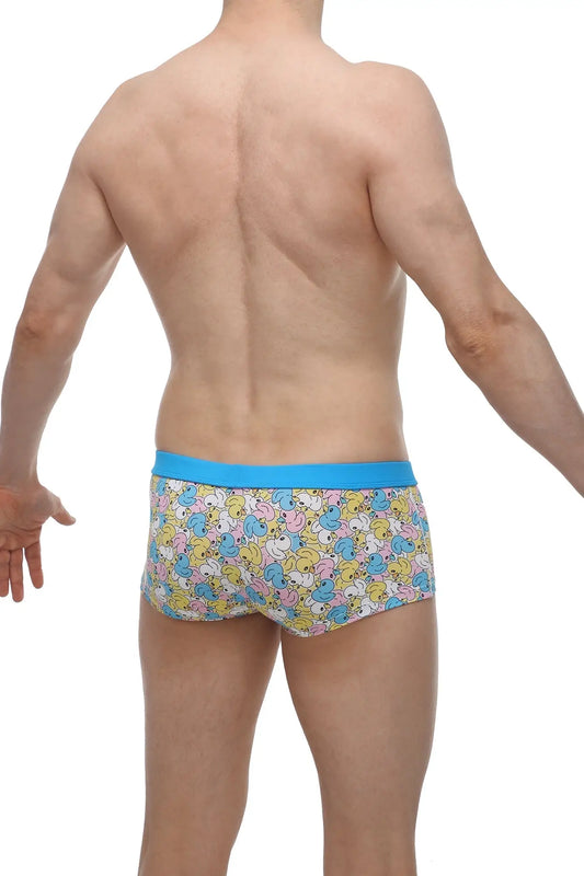 PetitQ boxer Meljac duckies blue-trimmed men’s briefs with pastel cartoon duck pattern for comfortable daily wear