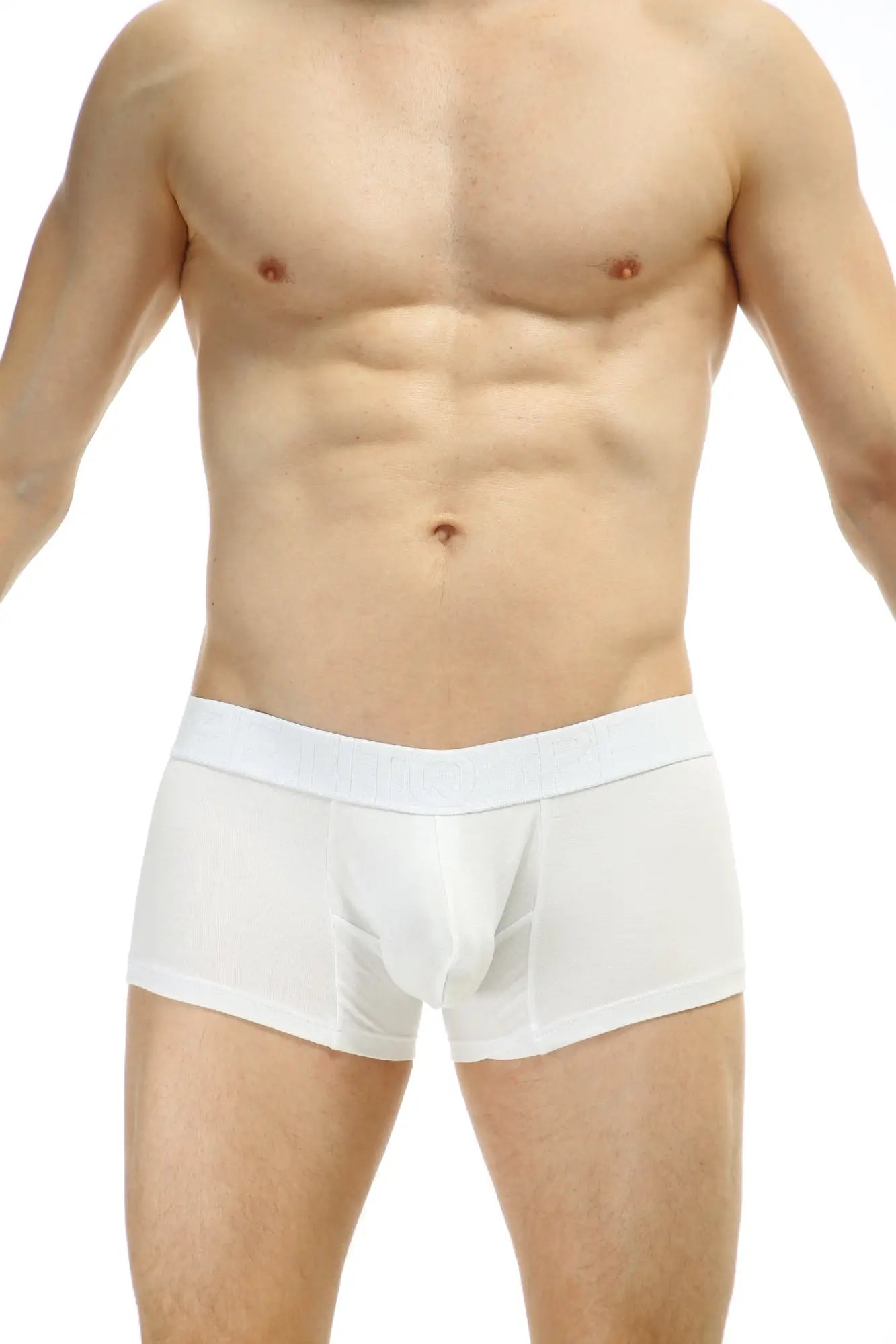 PetitQ boxer protruder modal white men’s briefs with smooth form-fitting design and supportive waistband