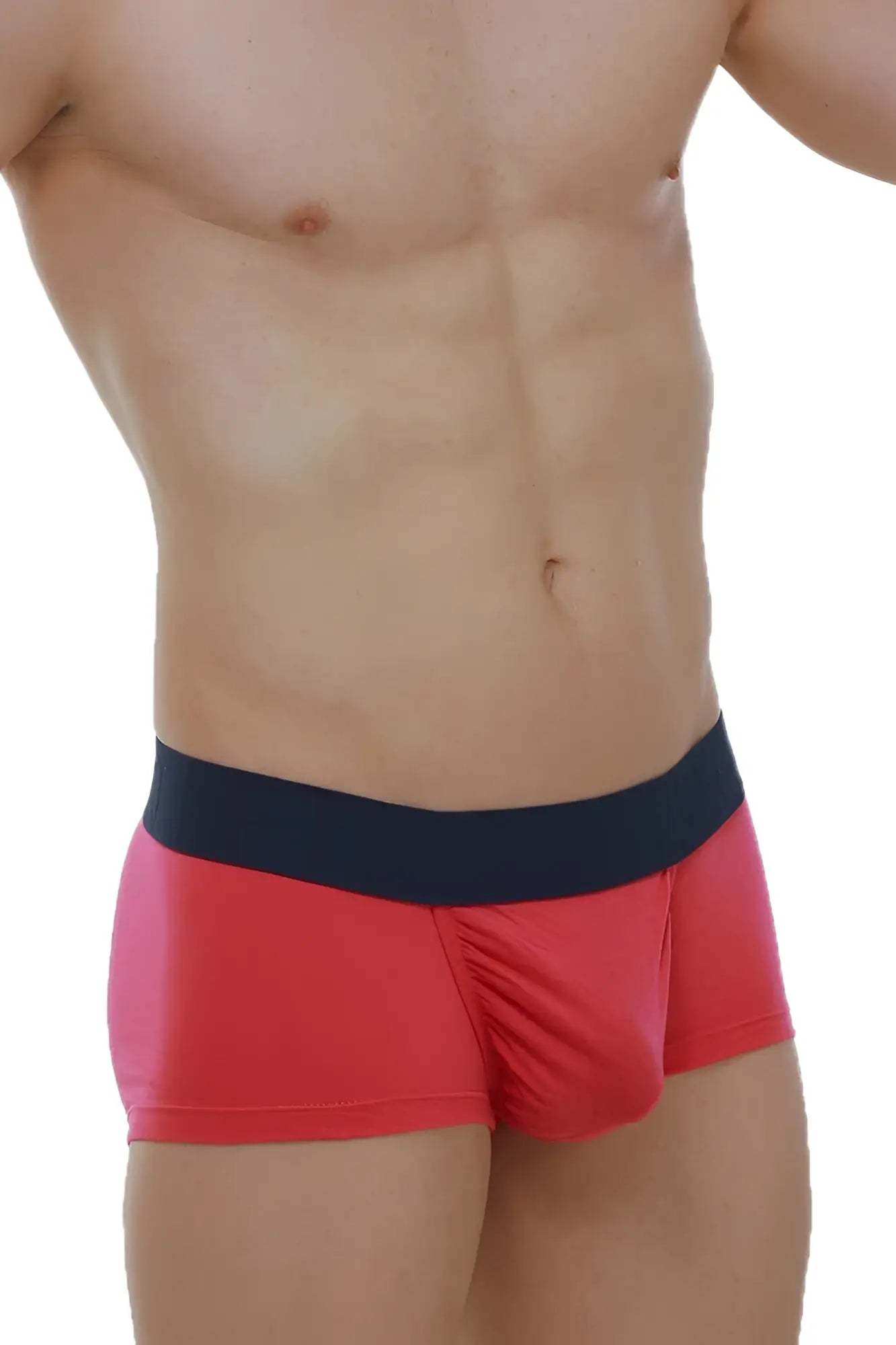 Petitq boxer taik modal fuchsia red men’s briefs with navy blue waistband made from soft modal fabric