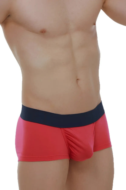 Petitq boxer taik modal fuchsia red men’s briefs with navy blue waistband made from soft modal fabric