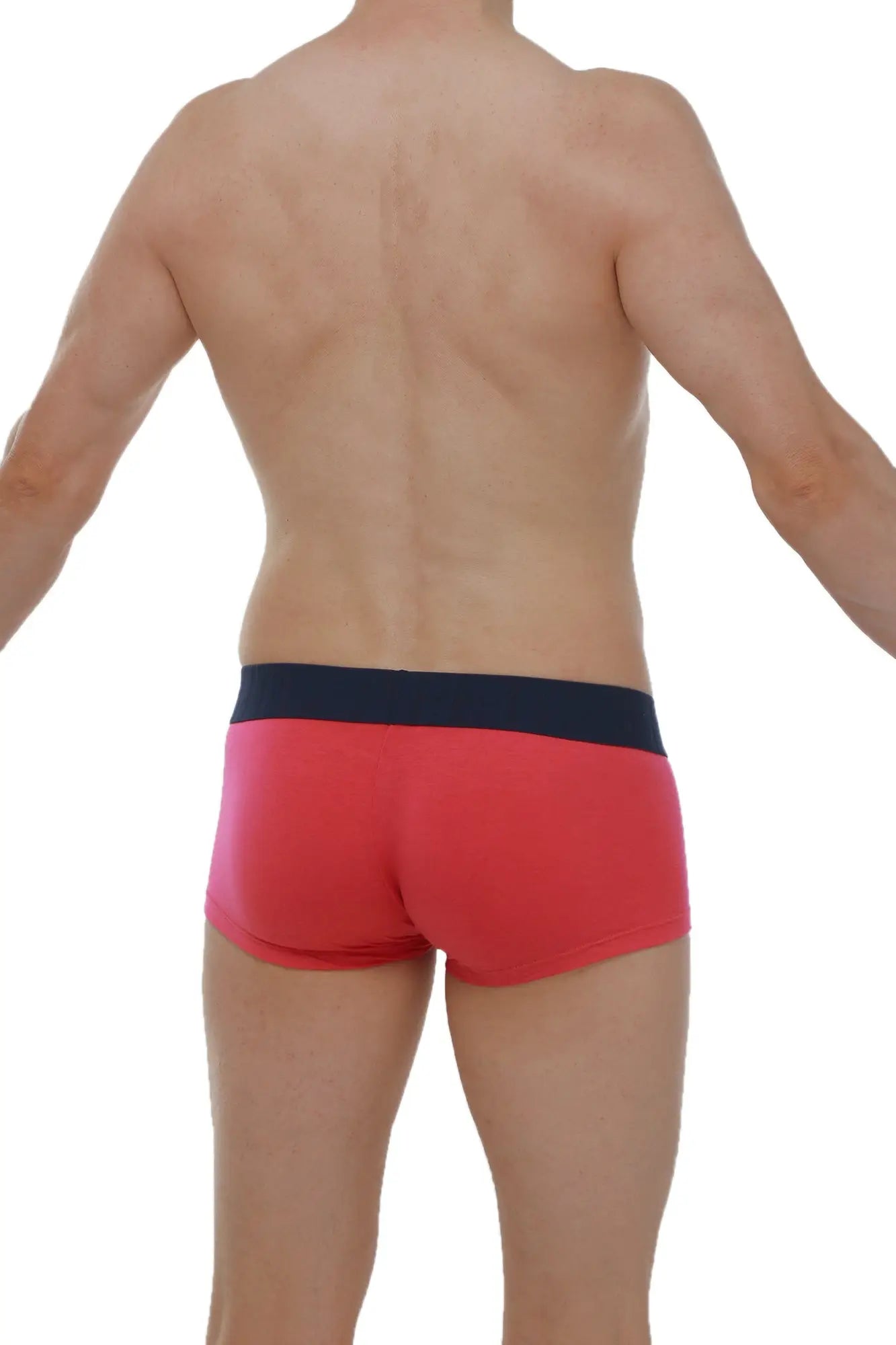 Red briefs with navy blue waistband made from soft modal fabric by petitq boxer taik in fuchsia color