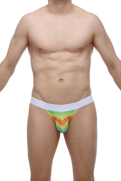 Petitq g-string aubiat rainbow rainbow sequined briefs with white waistband showing the back side