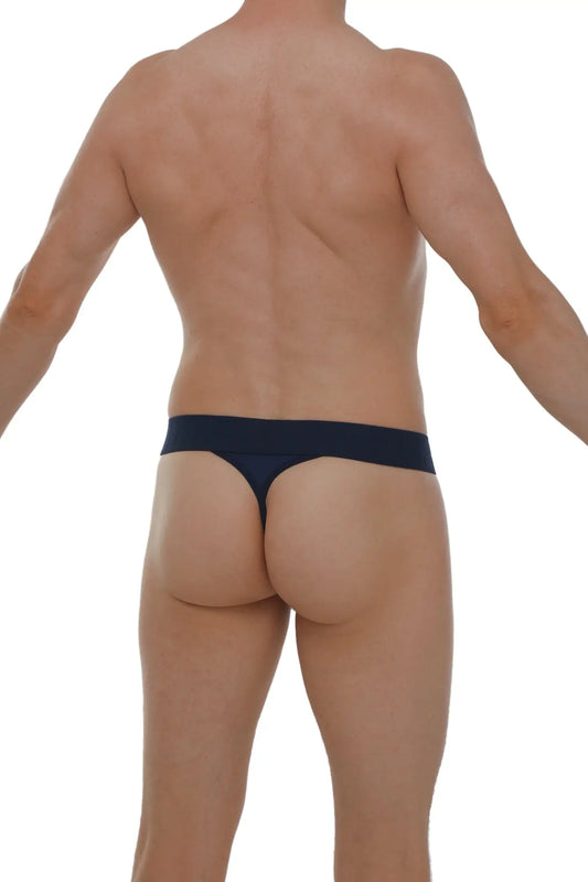 Navy blue PetitQ G-string thong made of smooth stretchable fabric with a sleek minimalist design shown from back side