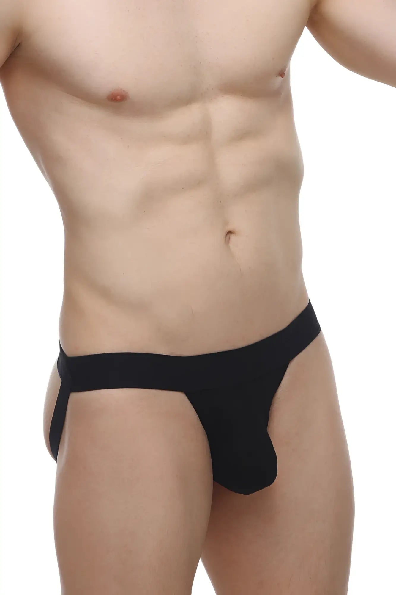 PetitQ jockstrap black with smooth stretchy modal fabric and supportive side straps in a form-fitting design
