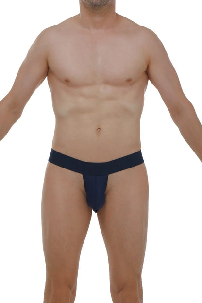 Navy blue petitq thong coren plum briefs with wide waistband and contoured design for comfortable wear