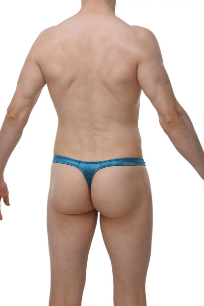 Blue metallic thong from petitq made of satin in teal designed for a stylish and comfortable fit