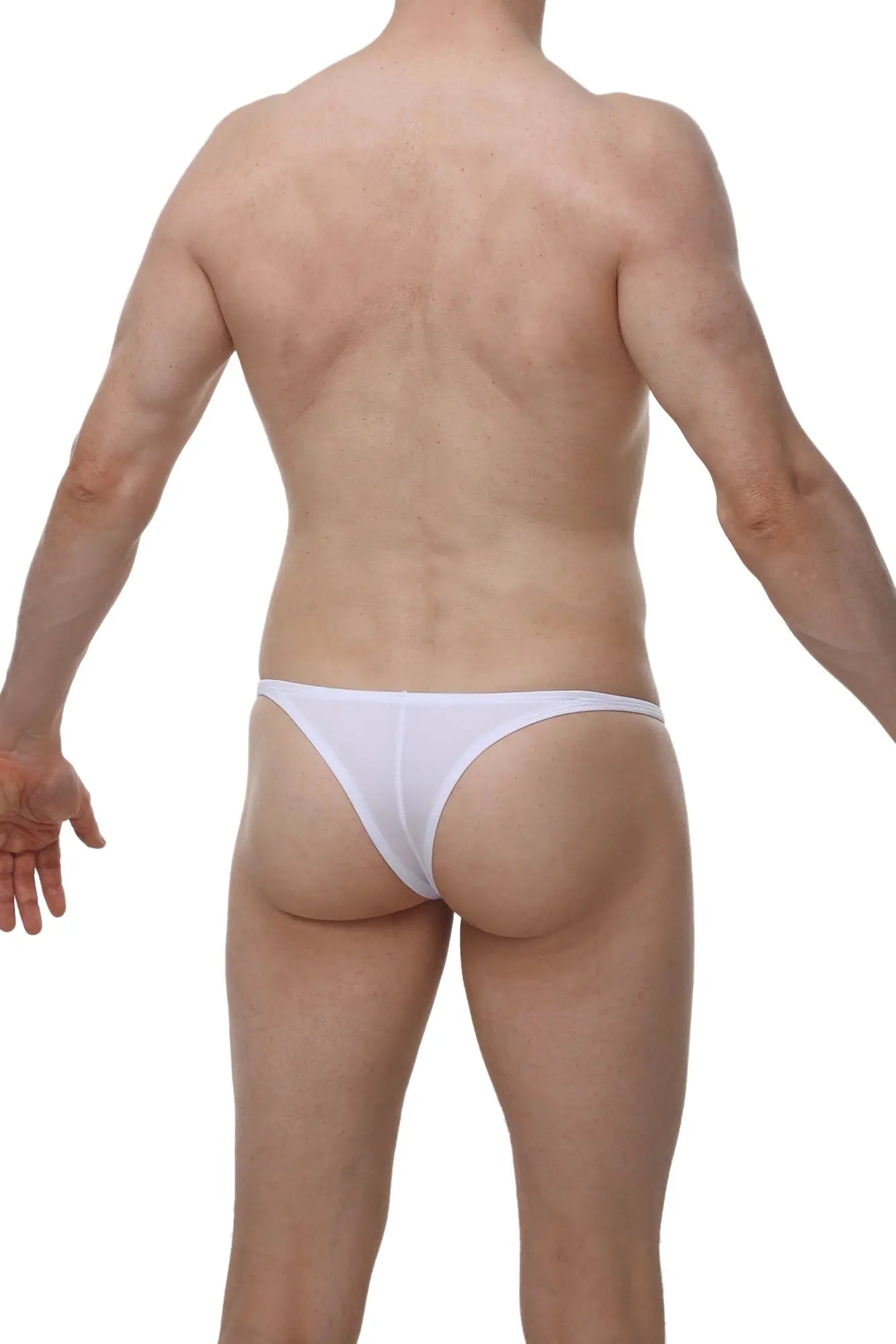 White petitq thong underwear for men by arthus and nicobikini made of smooth stretchy fabric form fitting