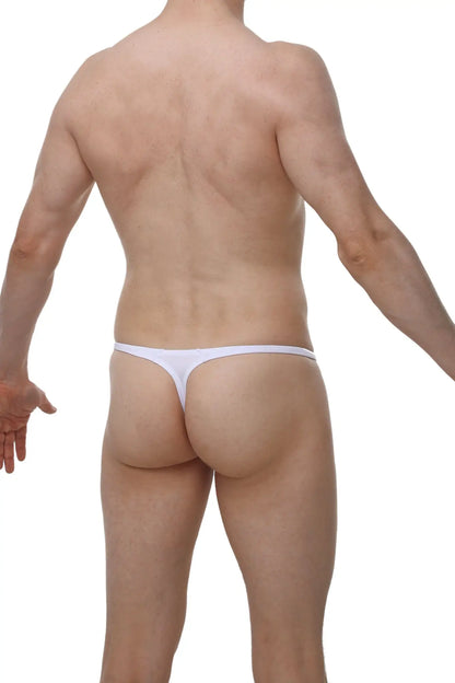 White thong underwear by arthus and nico in a thin seamless design for men by petitq