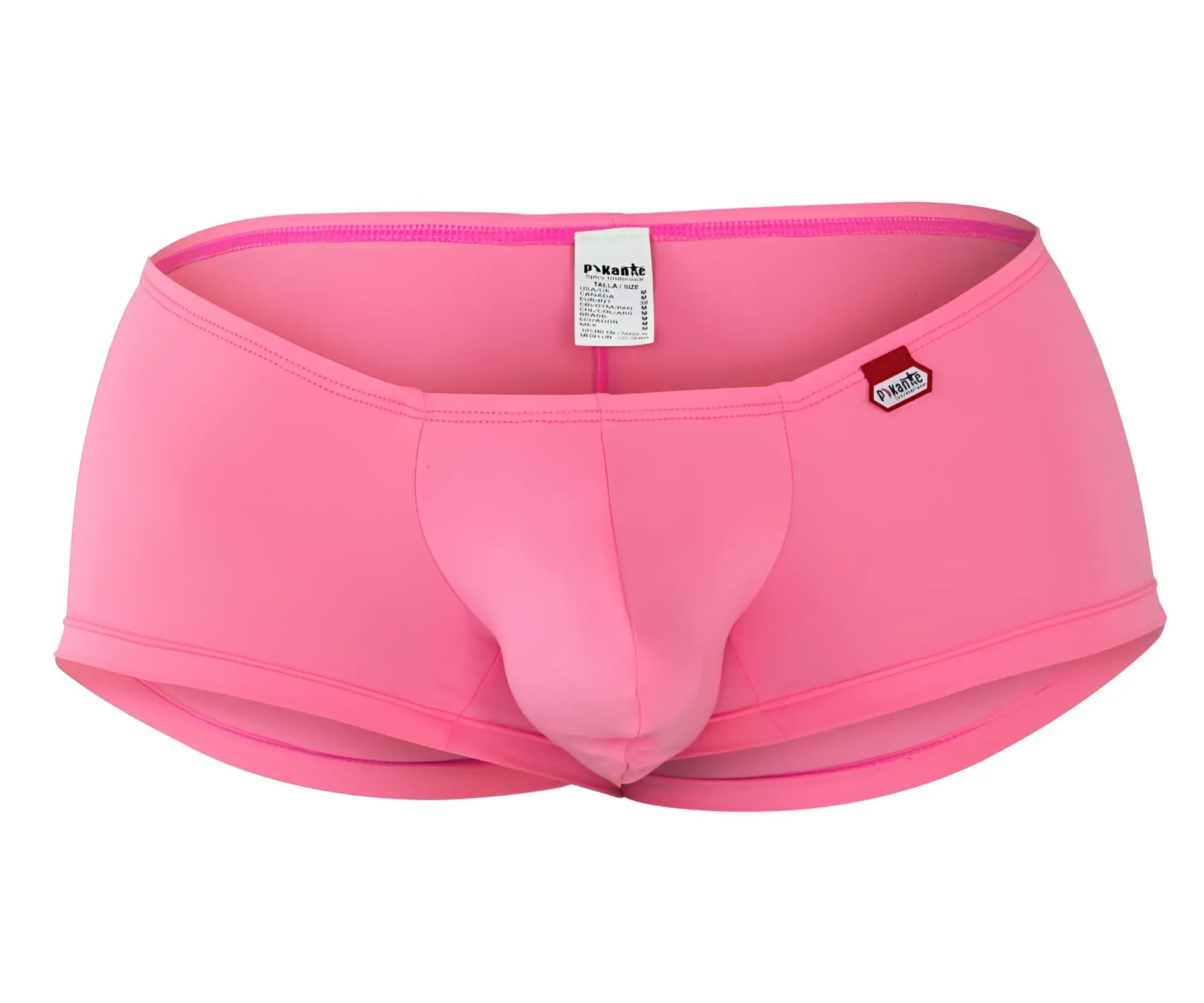 Bright pink pikante pik 0976 angola trunks briefs with supportive contoured design and red brand tag on side