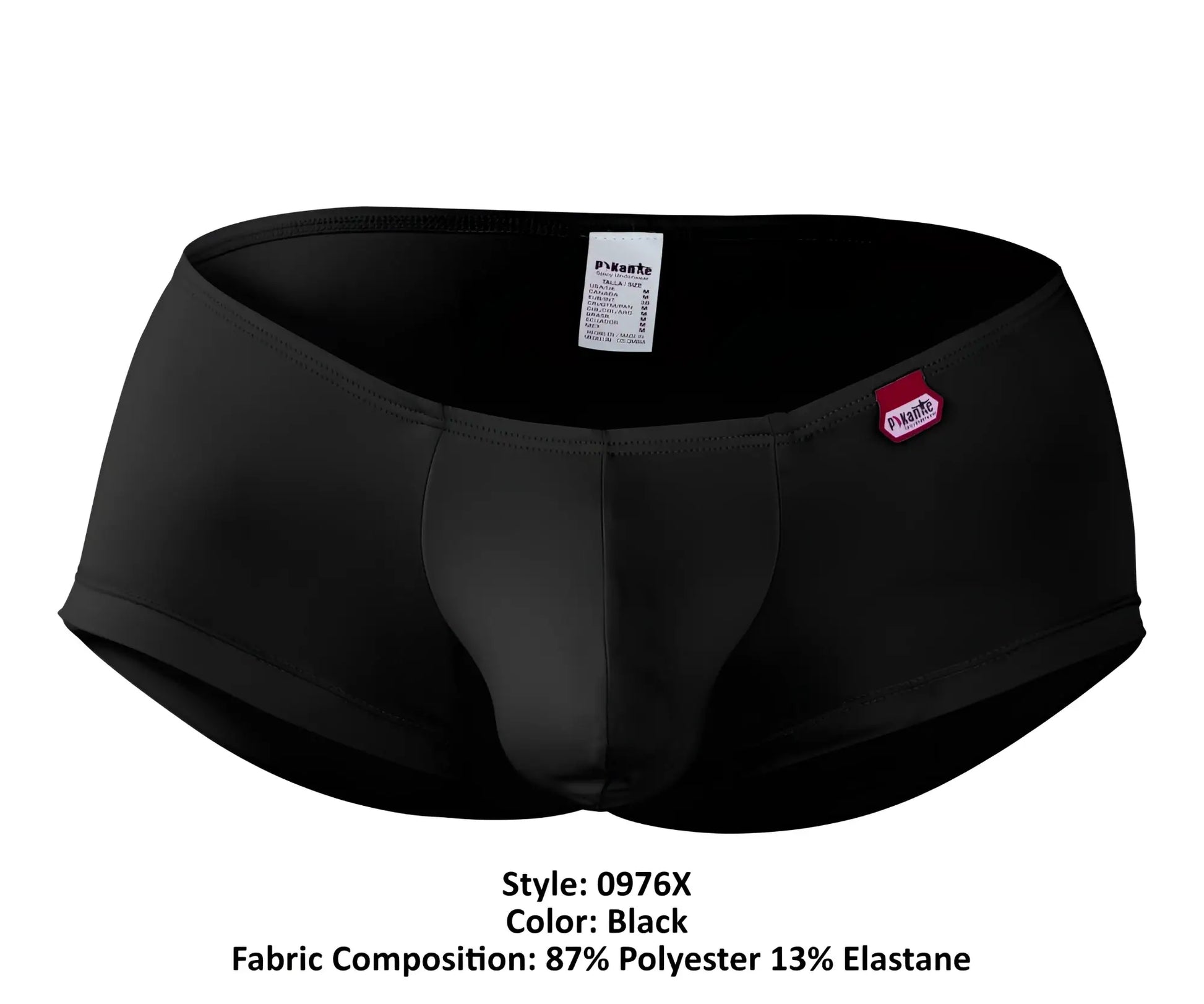 Black men’s briefs pikante pik 0976x angola trunks in black with sleek form-fitting design and subtle seam detail