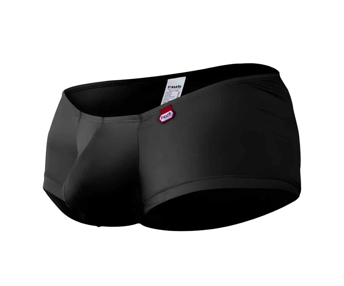 Black men’s swim trunks pikante pik 0976x angola trunks sleek form-fitting design black color subtle waistband branding