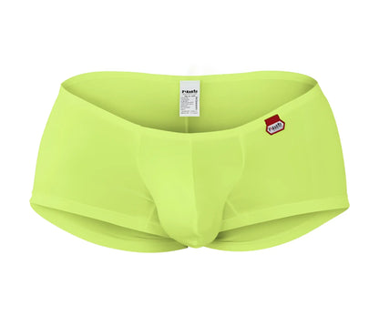 Bright lime green pikante pik 0976x angola trunks men’s briefs with snug fit elastic waistband and red side tag