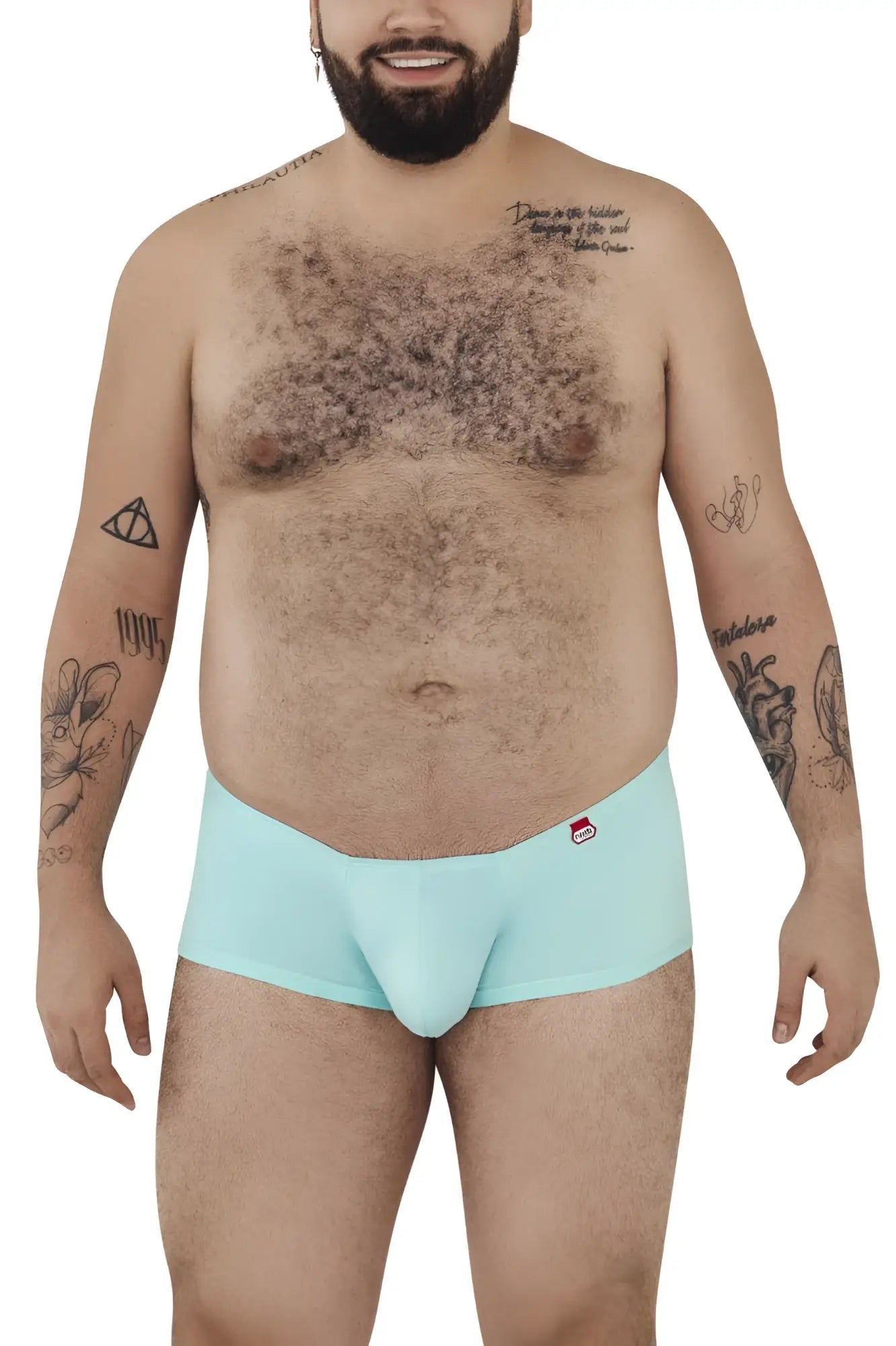 Light blue smooth textured men’s briefs with a small red pikante logo on the waistband in pikante pik 0976x angola trunks