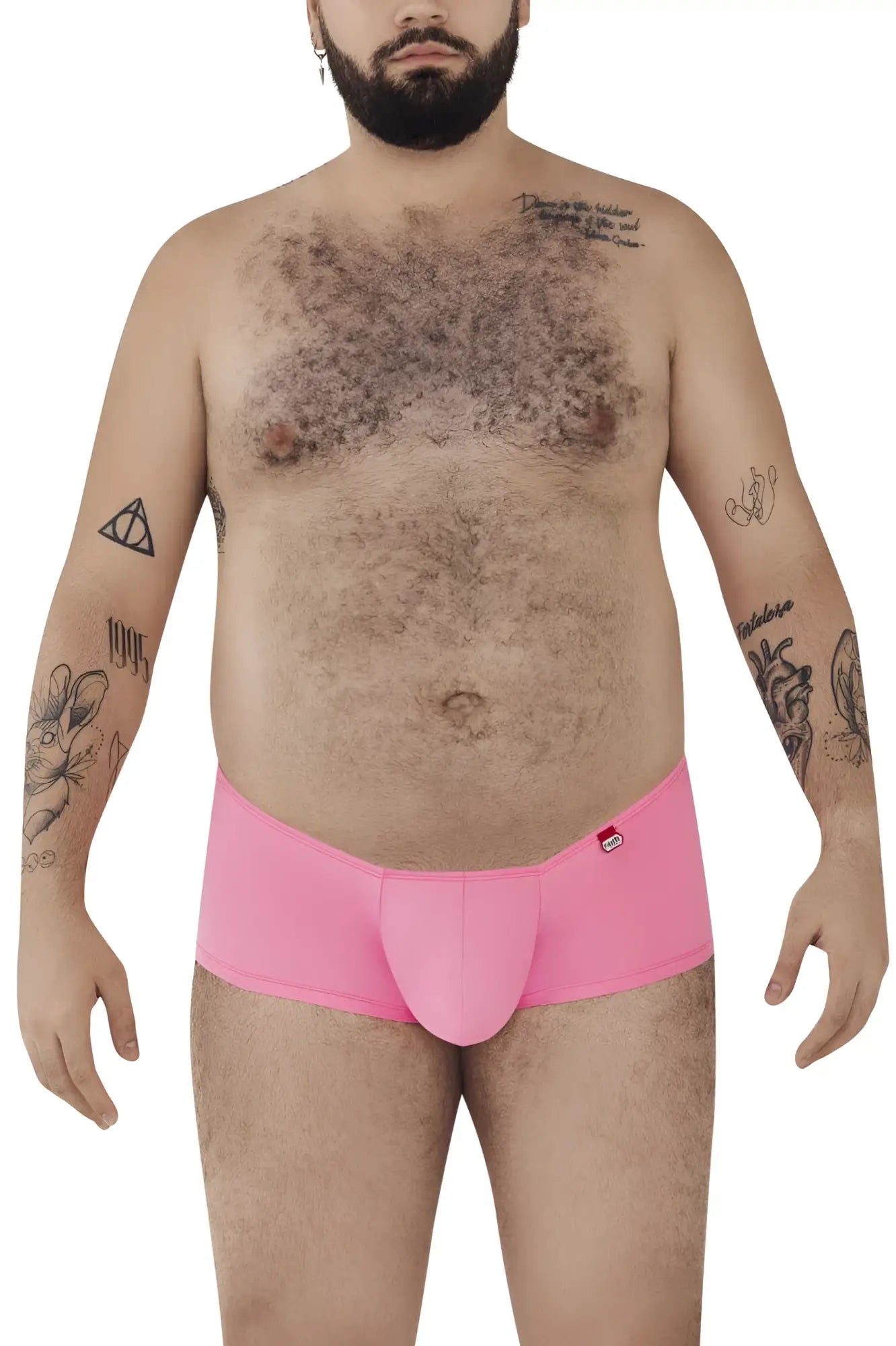 Pikante pik 0976x angola trunks bright pink form-fitting briefs with smooth fabric and red logo on waistband