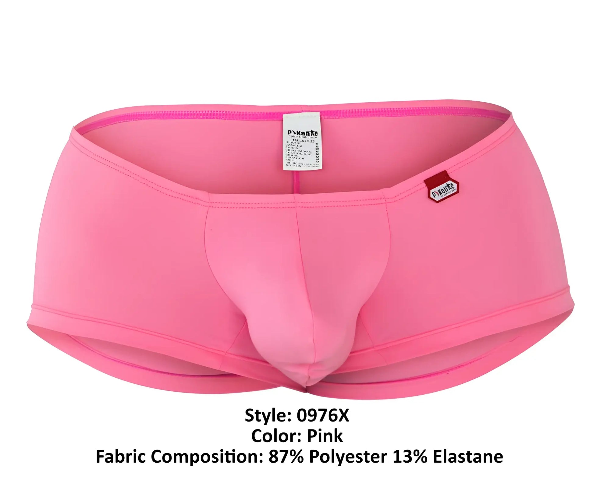 Pink men’s briefs pikante pik 0976x angola trunks made of 87 polyester and 13 elastane with snug fit and reinforced seams