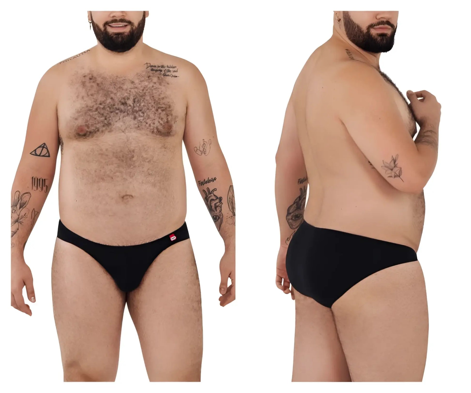 Black Pikante PIK 0977X Angola bikini briefs with small red logo on waistband in black color