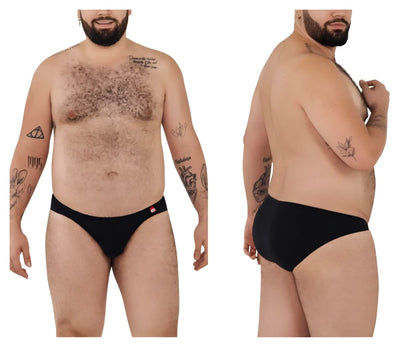 Black Pikante PIK 0977X Angola bikini briefs with small red logo on waistband in black color