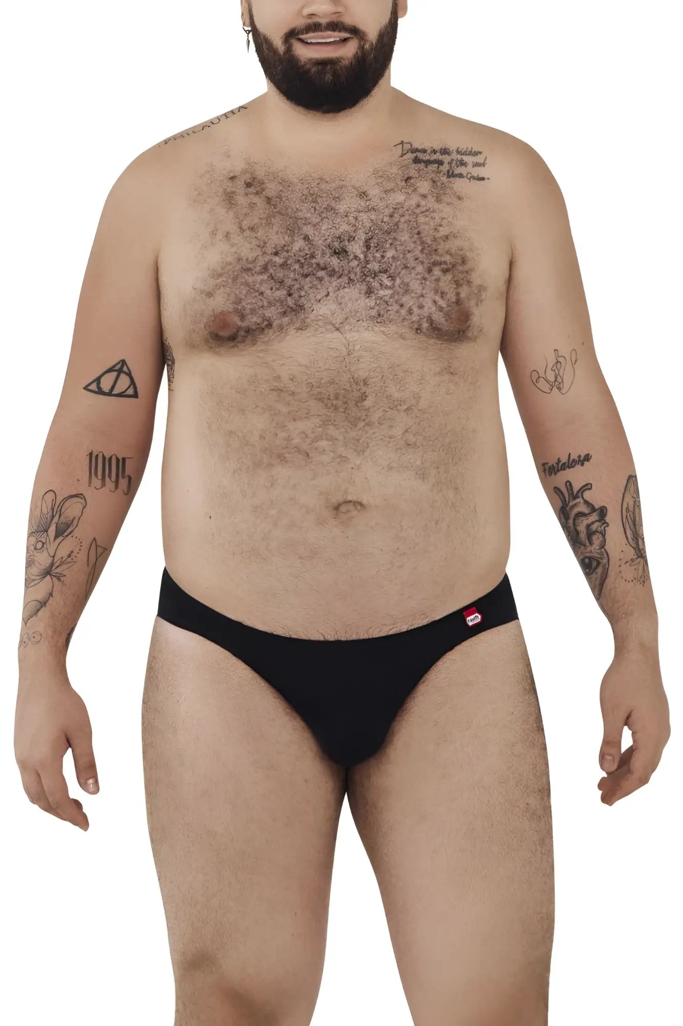 Black pikante pik 0977x angola bikini briefs with a small red and white logo on the waistband