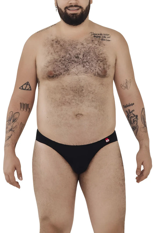 Black pikante pik 0977x angola bikini briefs with a small red and white logo on the waistband