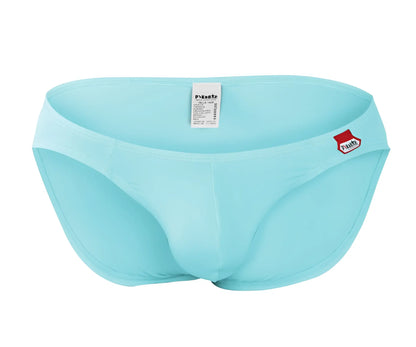Light blue Pikante PIK 0977X Angola bikini men’s swim trunks with smooth seamless design and red side logo