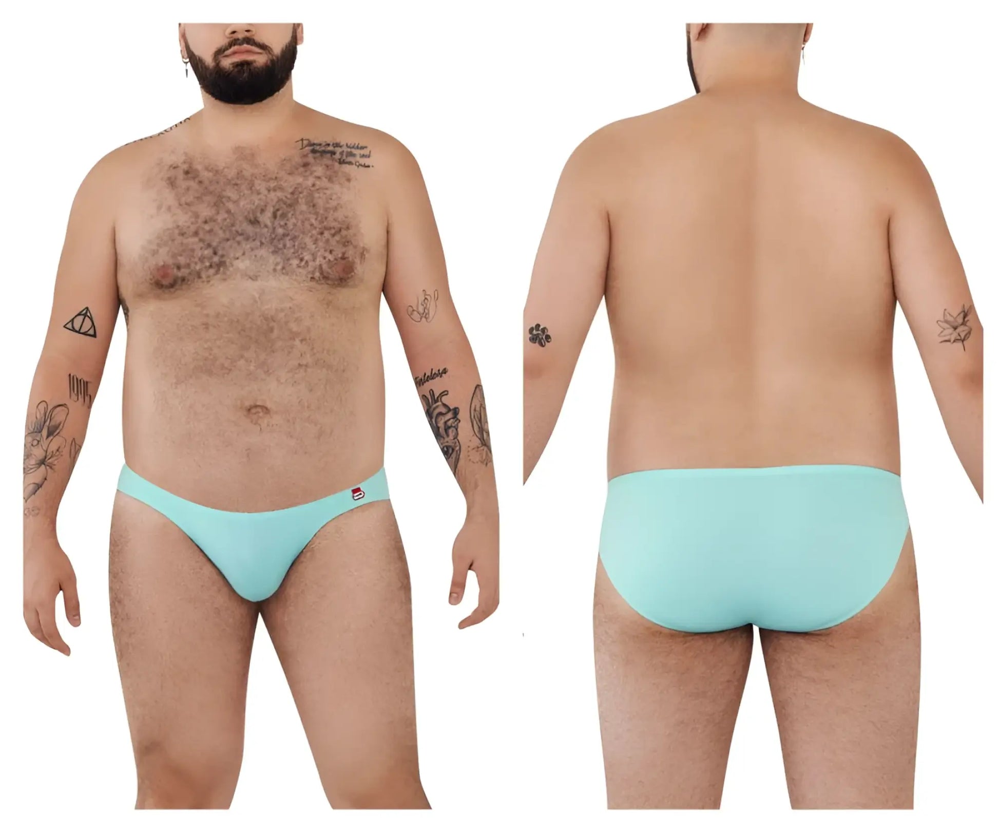 Light blue Pikante PIK 0977X Angola bikini briefs with small red logo on left hipband, lightweight fabric