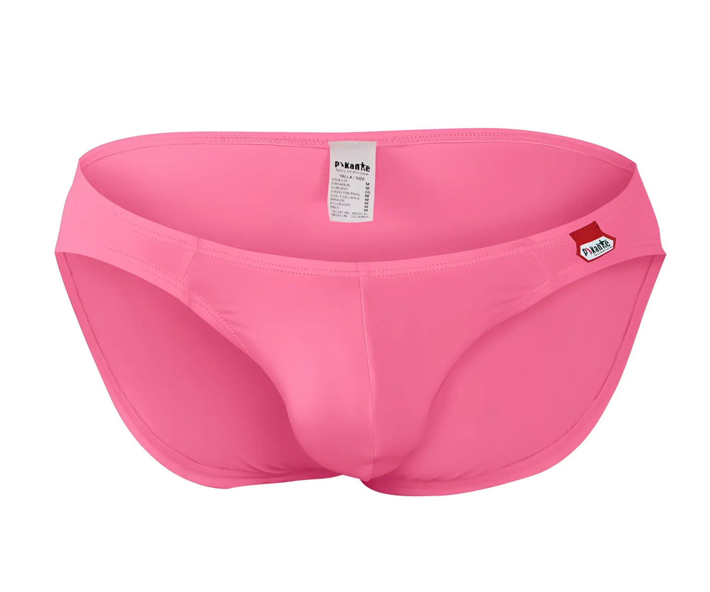 Bright pink snug fit men’s swim trunks with elastic waistband and puma logo pikante PIK 0977X Angola bikini color pink