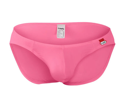 Bright pink snug fit men’s swim trunks with elastic waistband and puma logo pikante PIK 0977X Angola bikini color pink