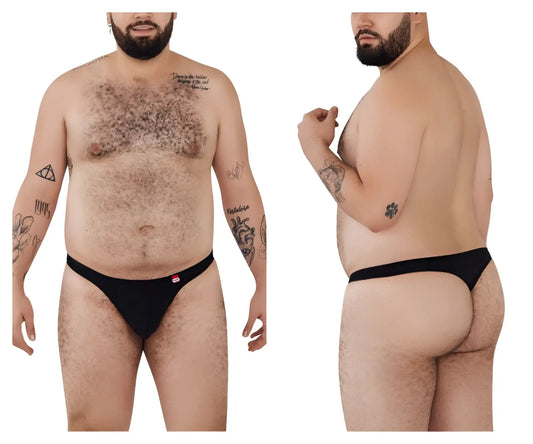 Black Pikante PIK 0978X Angola thongs with a small red logo on the left hipband front side