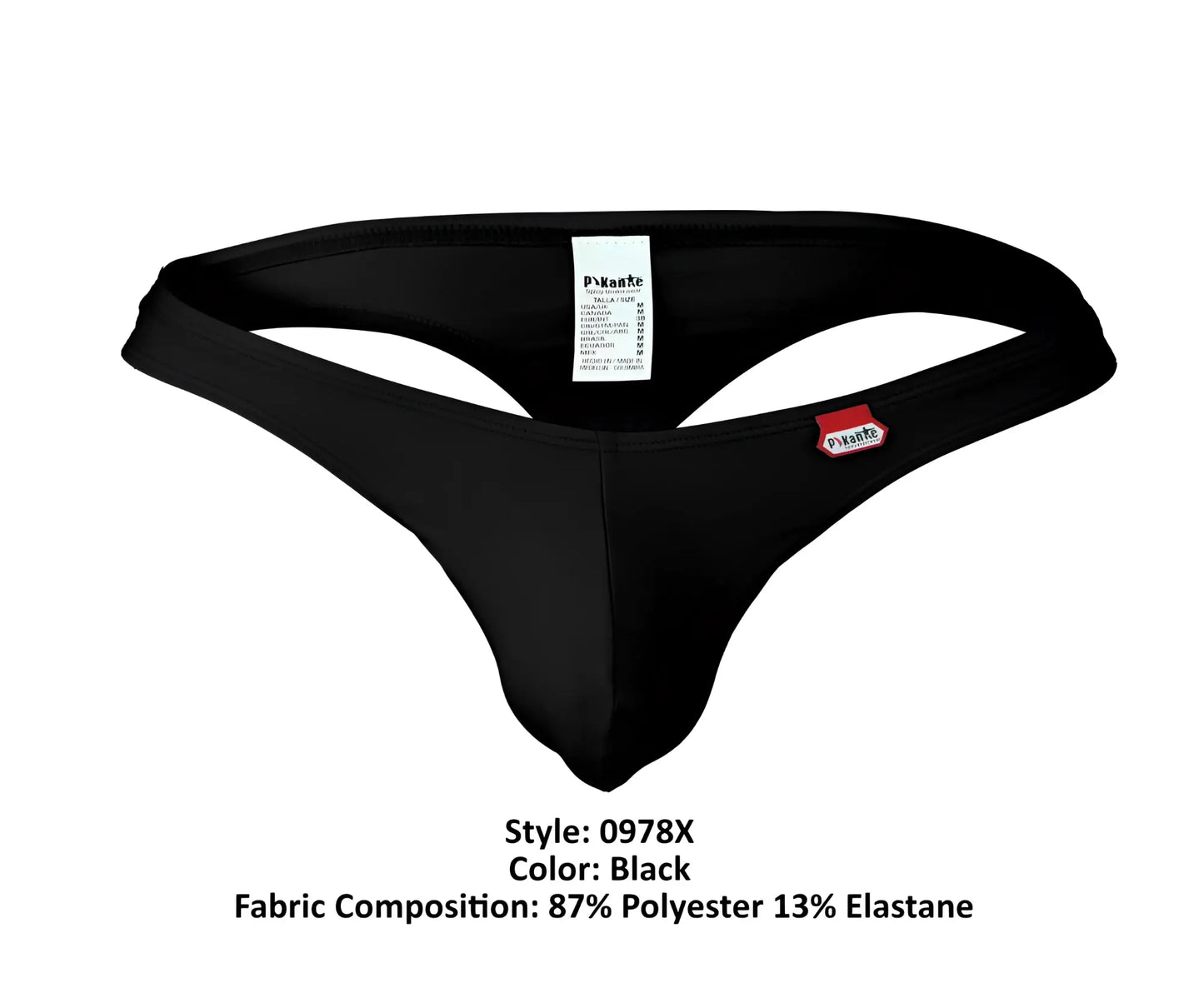 Black pikante PIK 0978X Angola thong with sleek form-fitting design made from 87% polyester 13% elastane