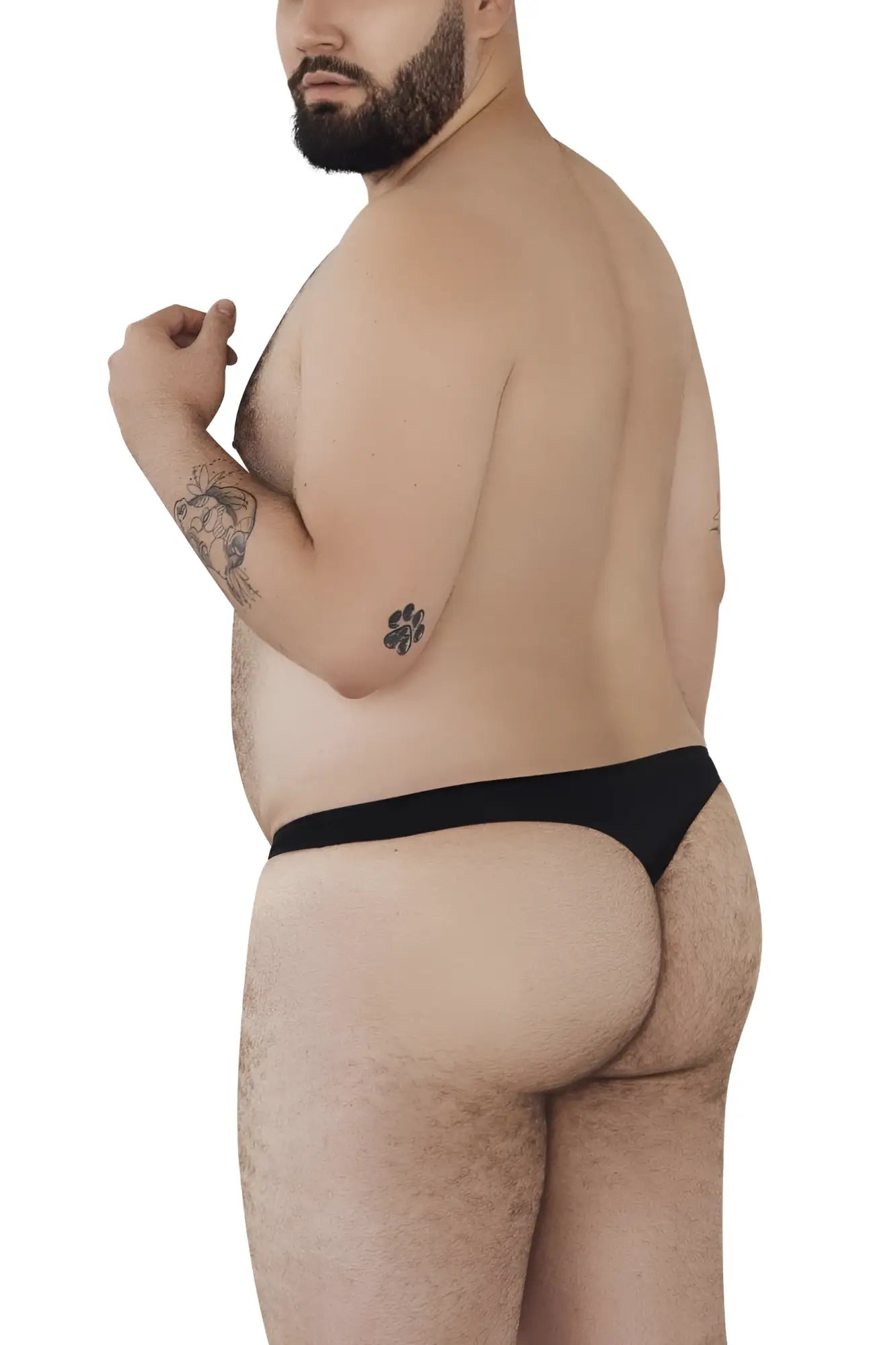 Black thong worn by a man showing the back side from Pikante PIK 0978X Angola thongs in black color