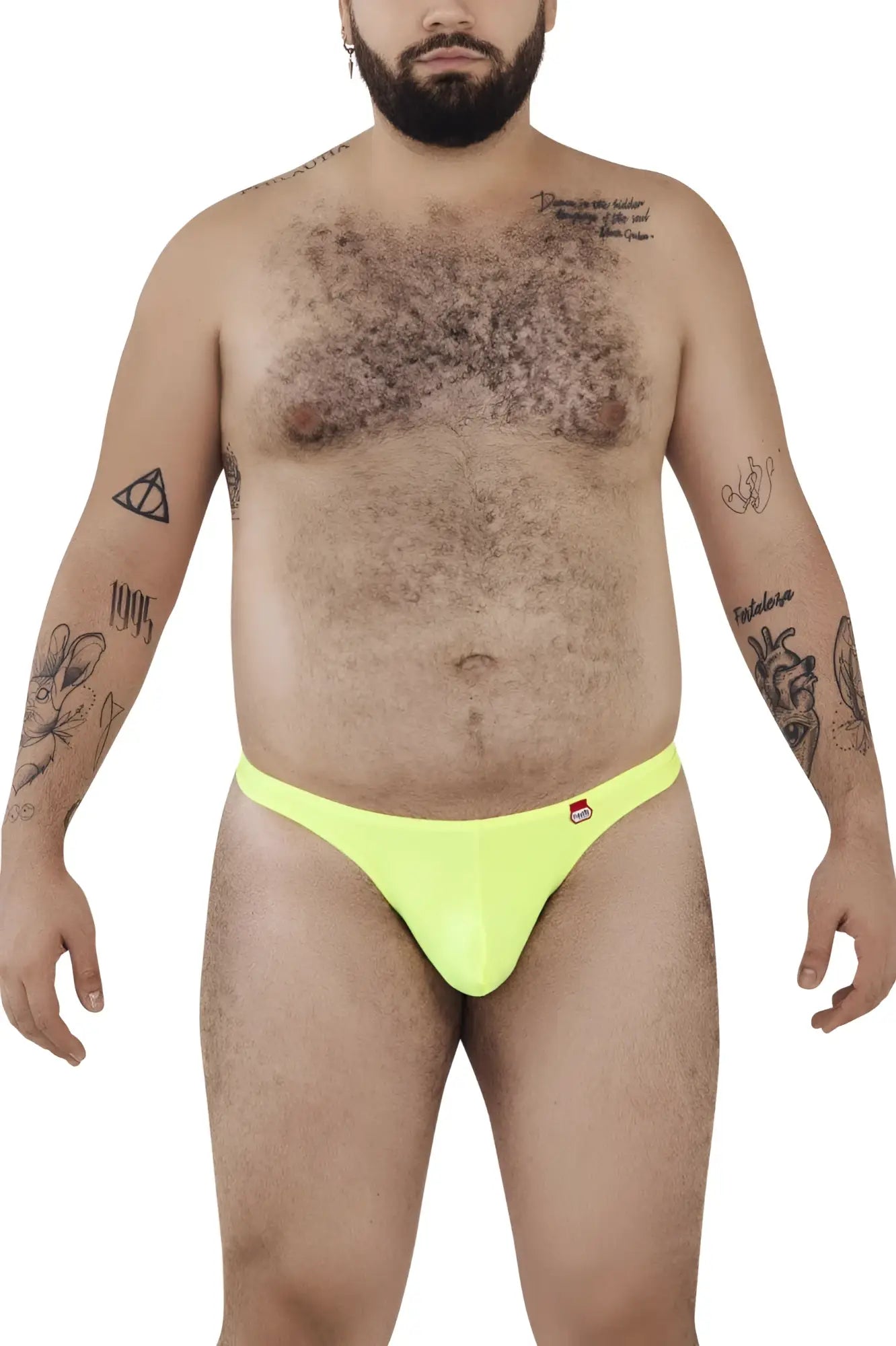 Bright neon yellow Pikante PIK 0978X Angola briefs with a small red and white logo on the left hip
