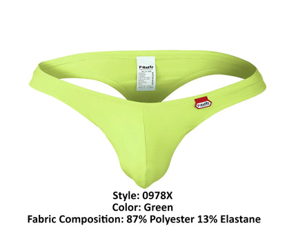 Bright green pikante PIK 0978X Angola thong made of 87 polyester 13 elastane with a small red logo on the side