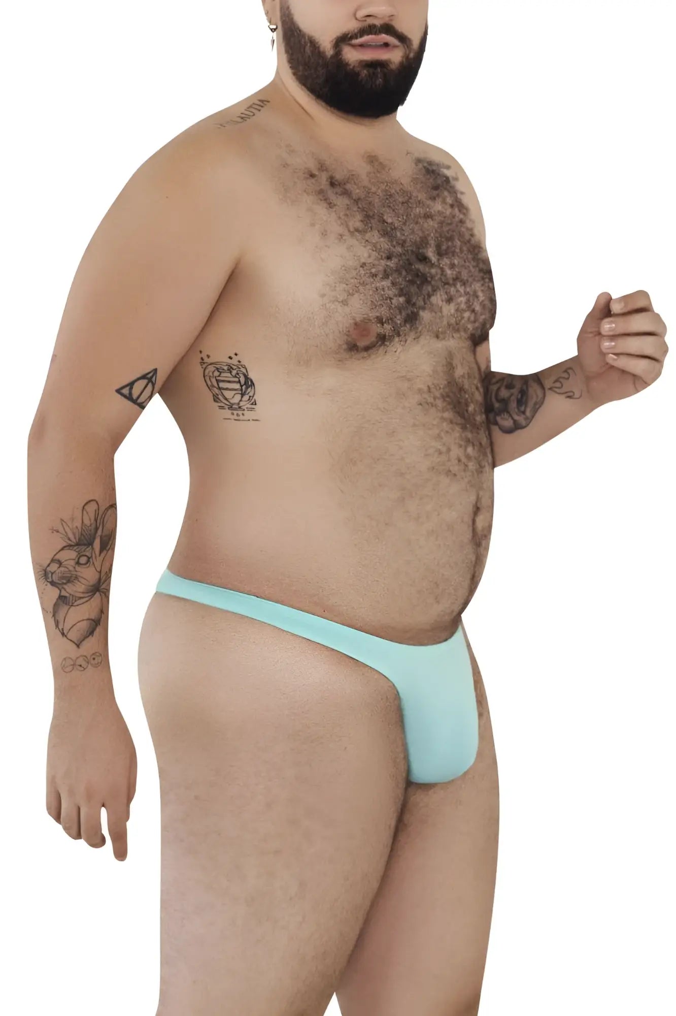 Light blue smooth textured men’s thong from Pikante PIK 0978X Angola thongs collection front view