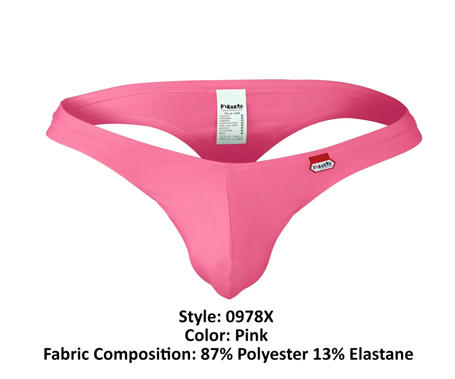 Pink pikante angola thong made of 87% polyester and 13% elastane showing front side
