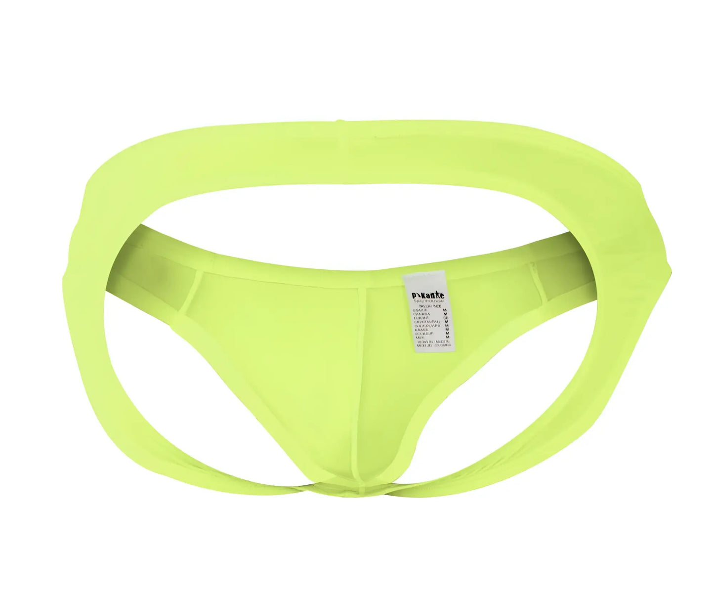 Bright lime green Pikante PIK 0979X Angola high-waisted men’s briefs with elasticized leg openings
