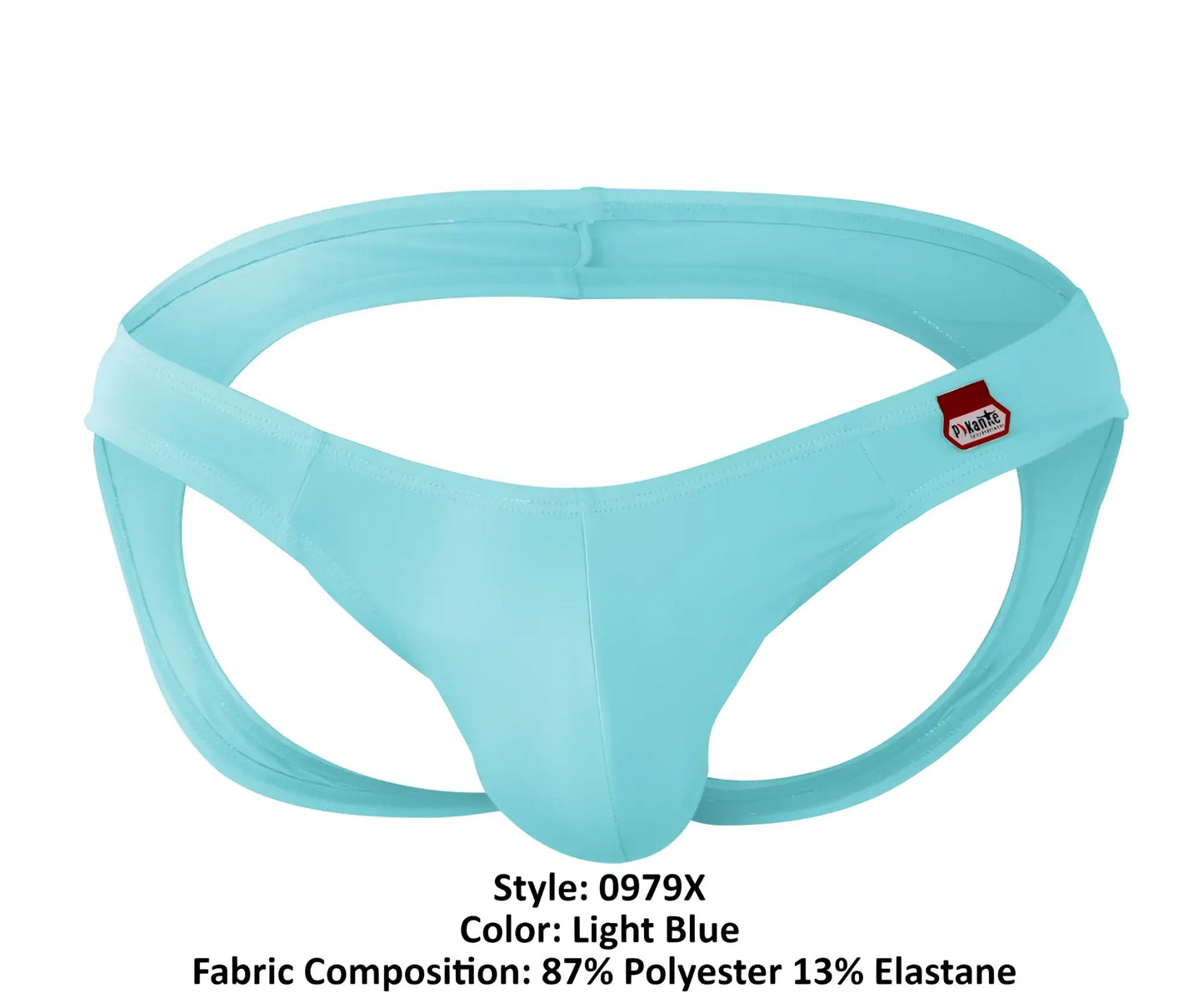 Light blue pikante PIK 0979X Angola jockstrap made of 87 polyester 13 elastane with a small red logo on the side