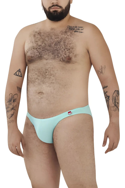Light blue smooth-fitting pikante PIK 0979X angola jockstrap briefs with small red logo on waistband front view