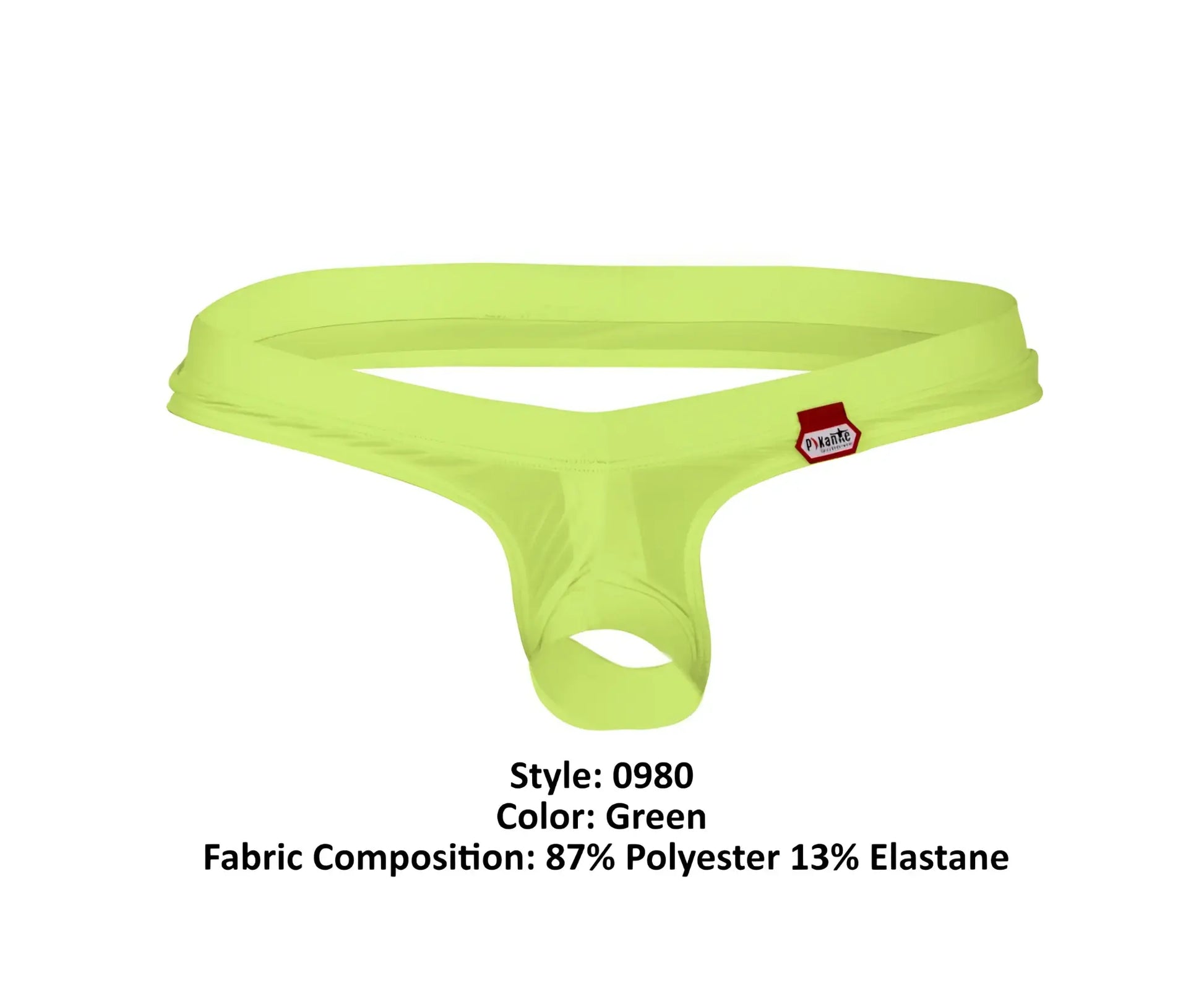 Bright green pikante pit 0980 angola ball lifter c-ring thong made of polyester and elastane with red brand tag