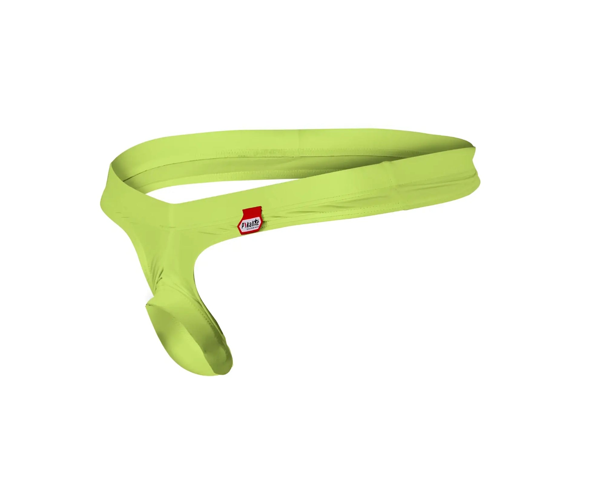 Pikante pik 0980 angola lime green stretch fabric men’s support belt with red and white brand tag for ball lifting