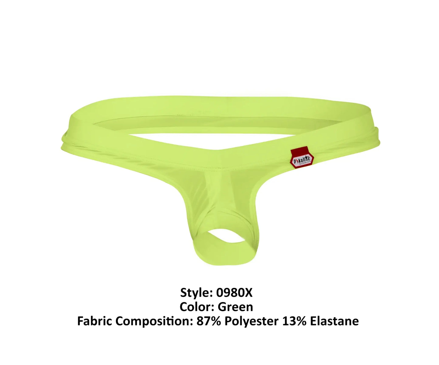 Bright green pikante PIK 0980X angola ball lifter c-ring thong made of 87 polyester 13 elastane with red tag