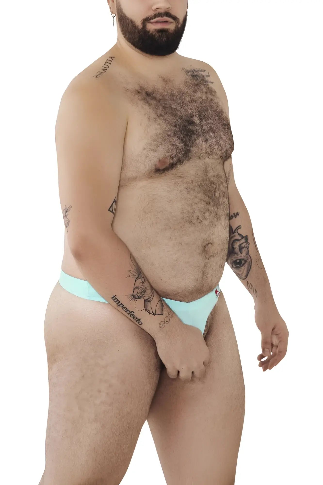 Light blue pikante angola ball lifter c-ring briefs with a small red logo on the side for athletic support