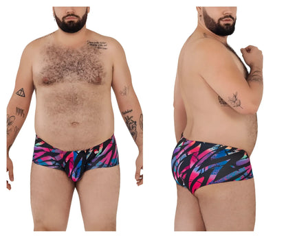 Vibrant multicolored pikante pik 0988x jartum swim trunks with bold pink blue and black geometric pattern