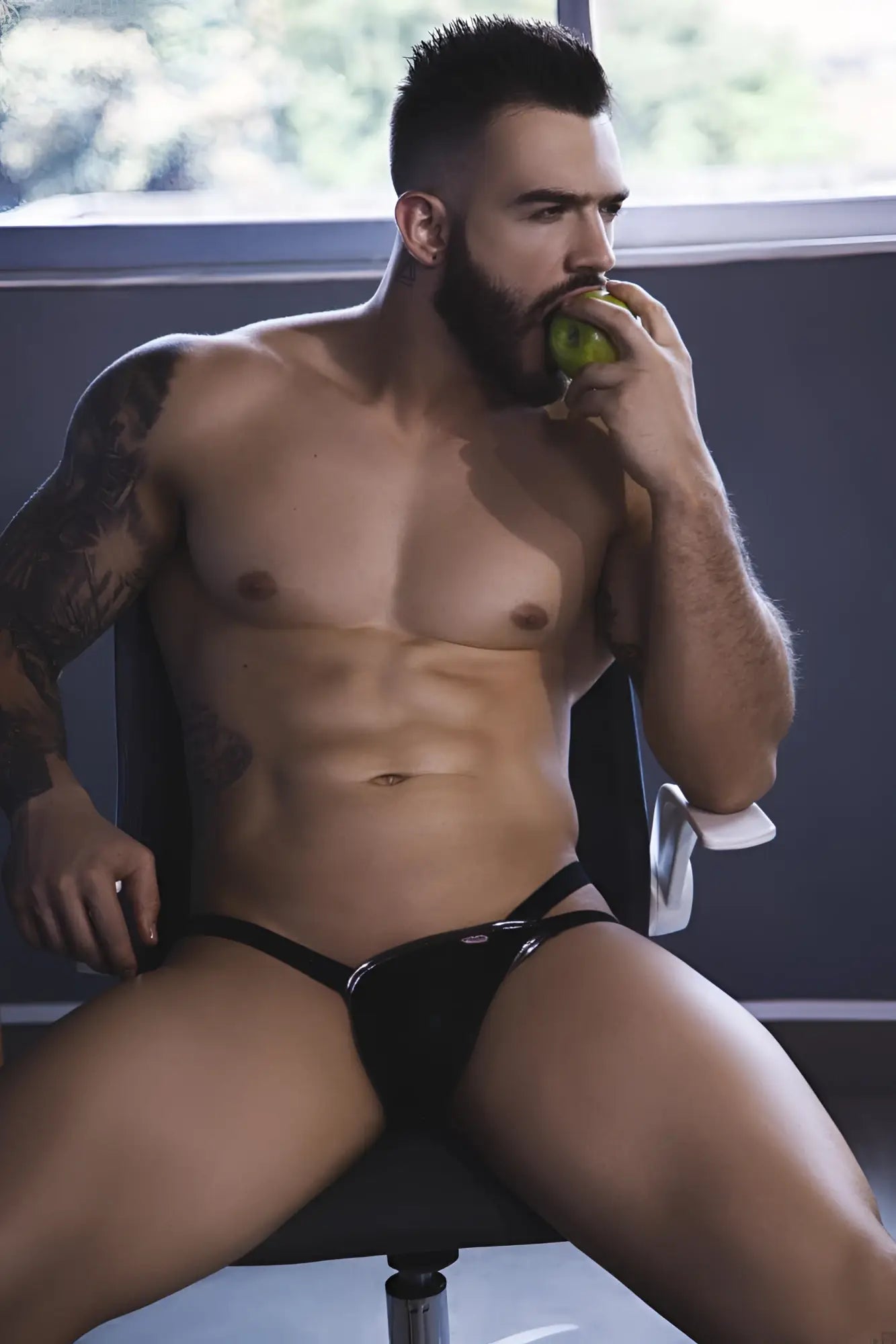 Black latex thong jockstrap pikante pik 1013 napoles showing the back side with a sleek design