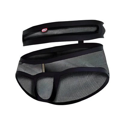 Black mesh Pikante PIK 1020 Plasencia briefs with sleek form-fitting design and reinforced elastic waistband