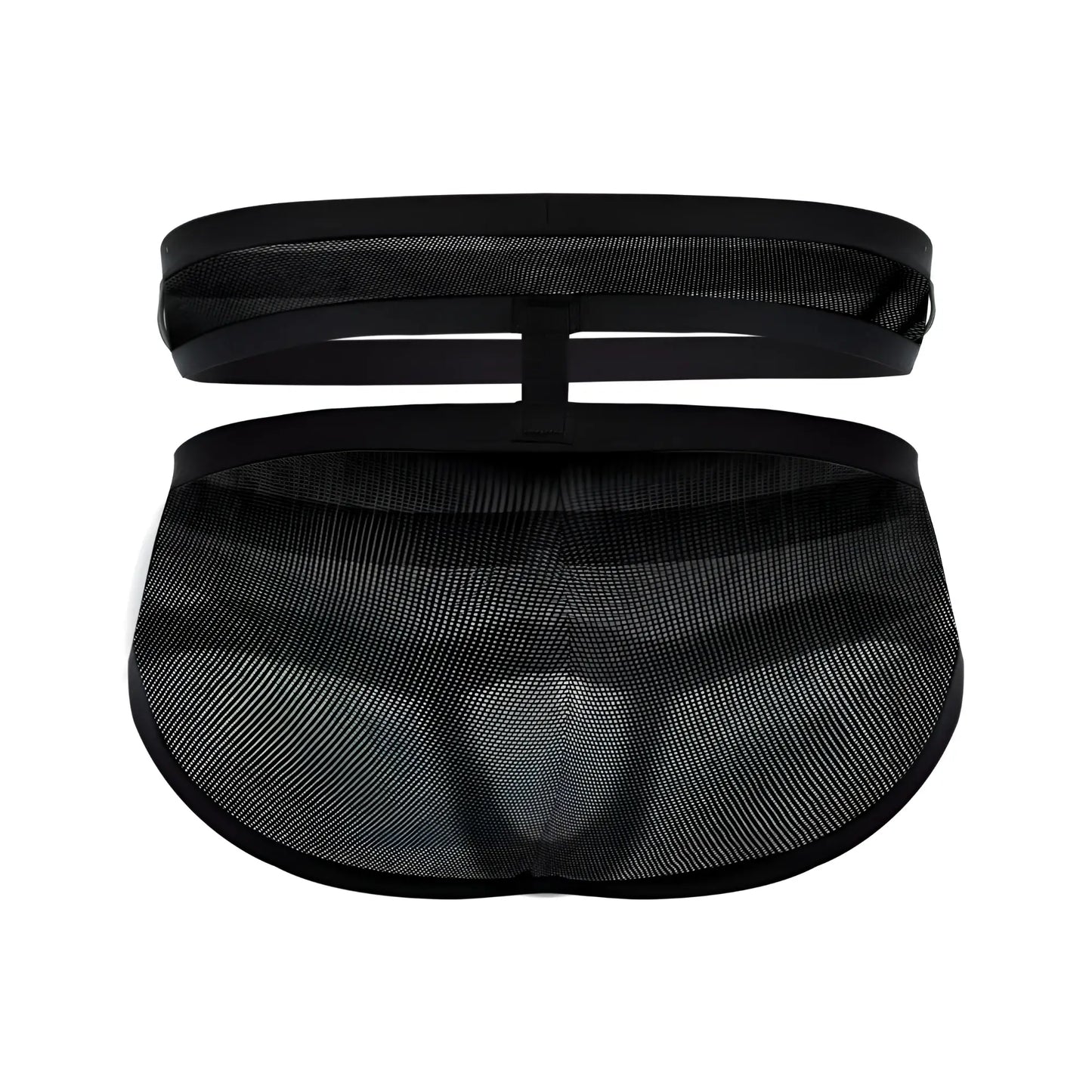 Black mesh briefs pikante pik 1020 plasencia with solid black elastic waistband and side straps in black color