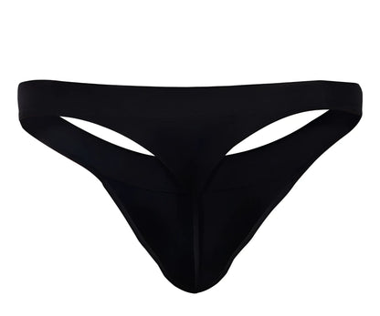 Black pikante PIK 1024X Terni thong made of stretchy fabric with a smooth minimalist design shown from the back