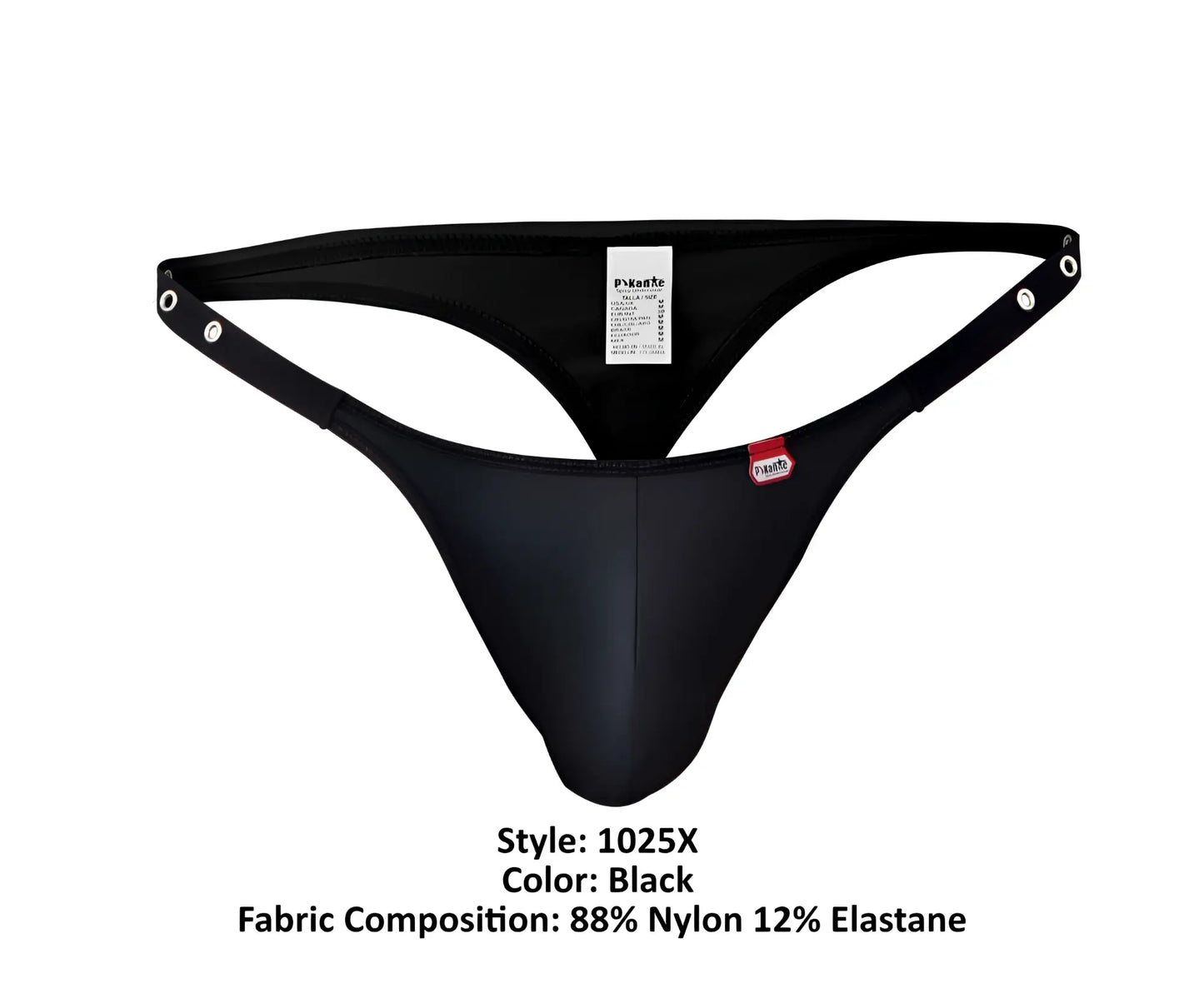 Black pikante pik 1025x perusa thong made of 88 nylon 12 elastane with adjustable side straps and sleek design