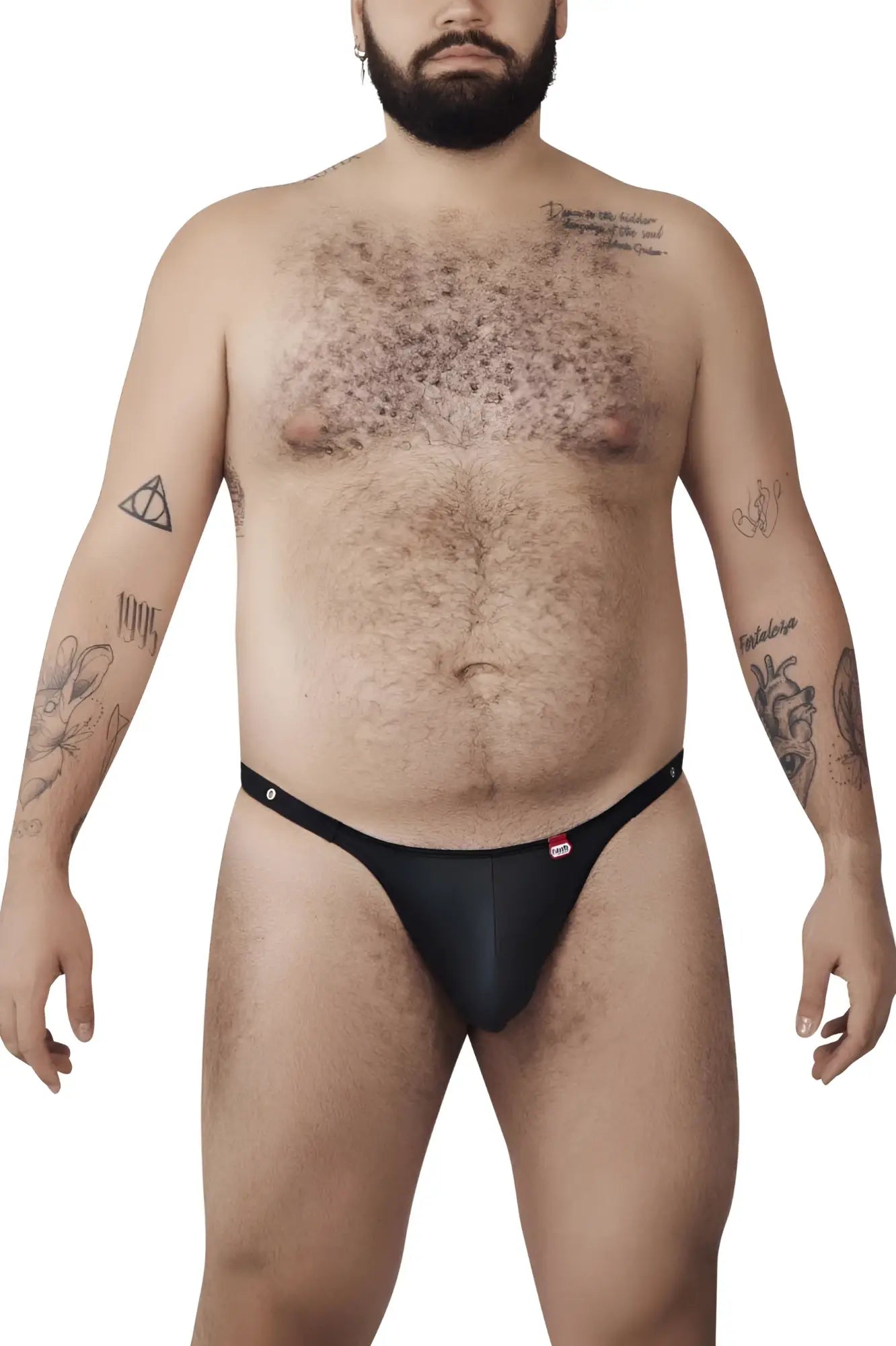 Black Pikante PIK 1025X Perusa thong with a small red logo on the side shown from the back side